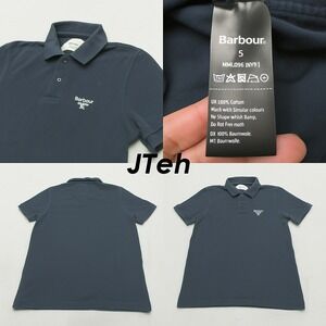 Barbour Beacon Polo Shirt Youth Small Navy Blue Cotton Short Sleeve Fits XS Mens